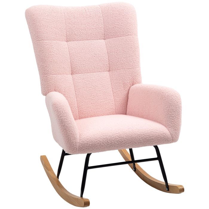 HERON Teddy Fleece Rocking Chair - Pink