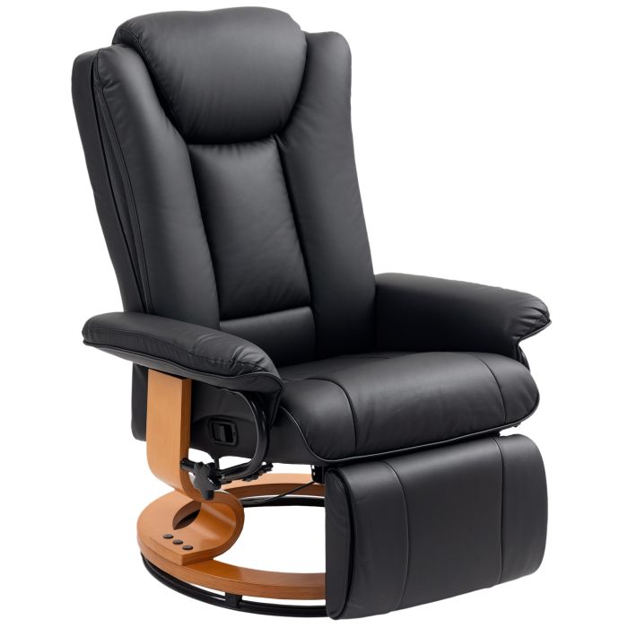 HERON Faux Leather Recliner Chair - Black