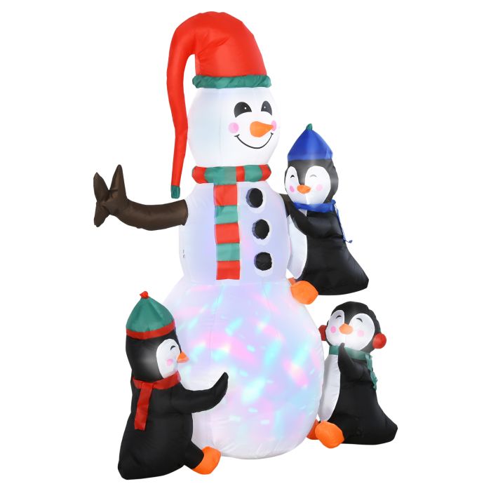 Debbie Christmas Inflatable Snowman and Penguins Outdoor Seasonal Decoration with LED Light - Milti Colour