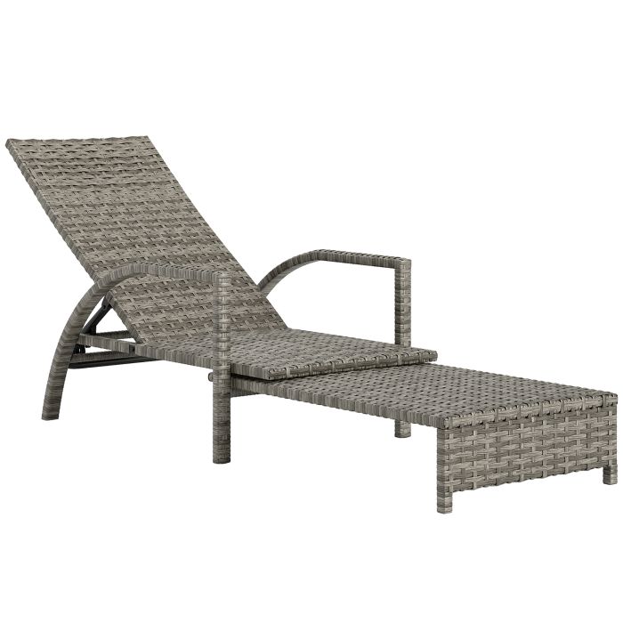 SUNVISTA PE Rattan Sun Lounger with Adjustable Backrest - Mixed-grey