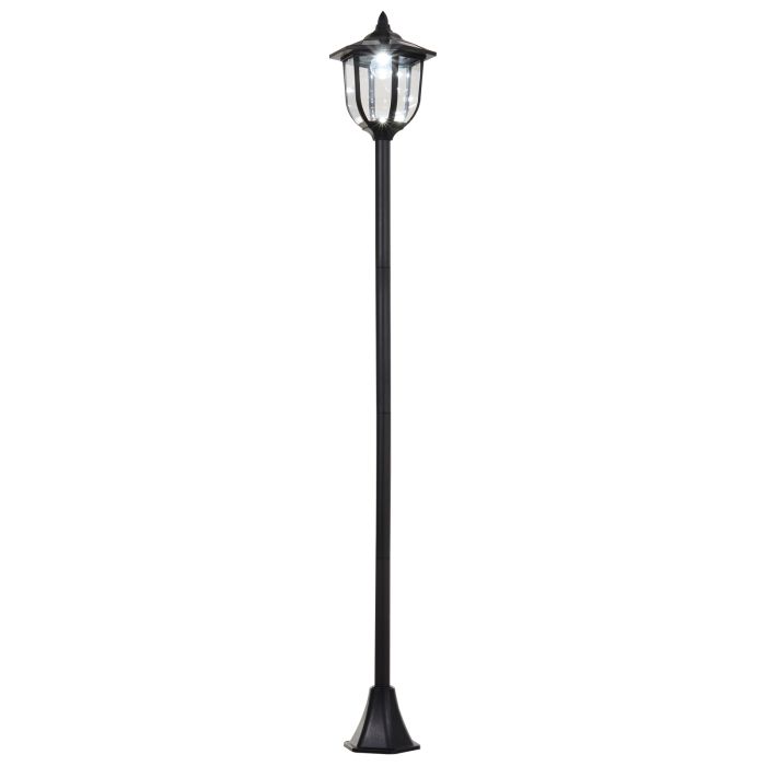 1.77m Tall Free-Standing ABS Garden Solar LED Lamp Post Black