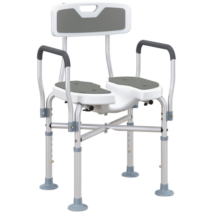 HERON Shower Chair with Upgraded U-shaped Seat and Reinforced Crossbars, Grey