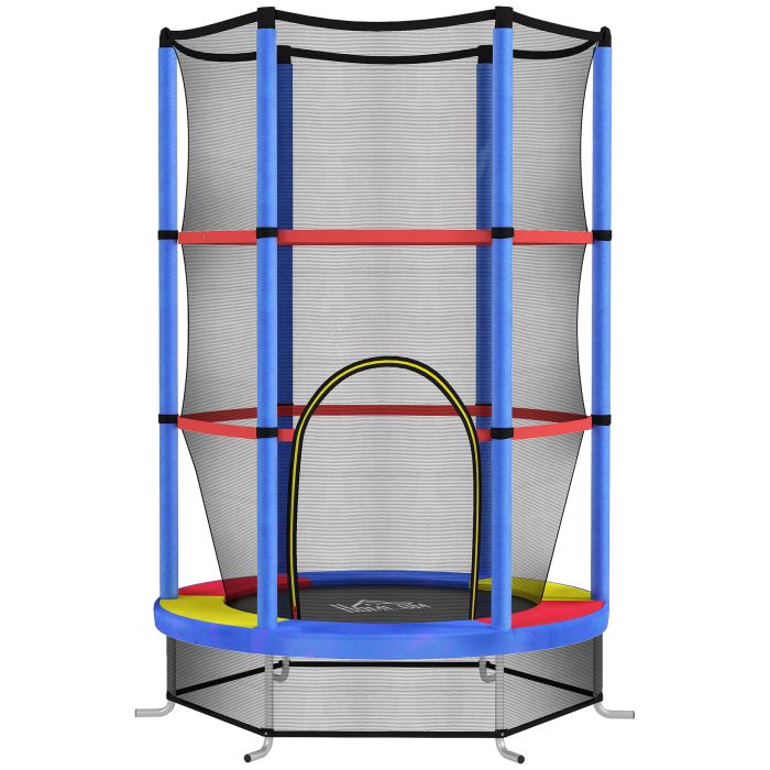HERON Kids Trampoline, with Enclosure Net, Steel Frame, for Ages 3-6 Years - MultiColoured