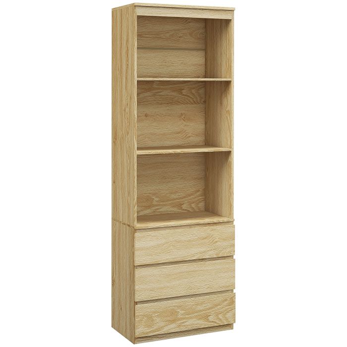 Scott 180cm Tall Bookcase with 3 Shelves and Drawers - White
