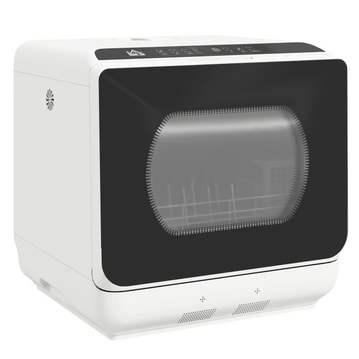 Table Top Dishwasher, Mini Countertop Dishwasher with 4 Place Settings, 6 Programmes, 6L Water Tank, Touch Control, LED Display, Delay Start, Dual Water Supply and Fruit Wash Mode, White