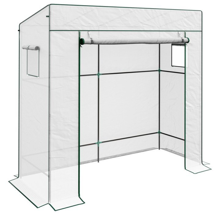 PE Cover Walk-in Outdoor Greenhouse, White
