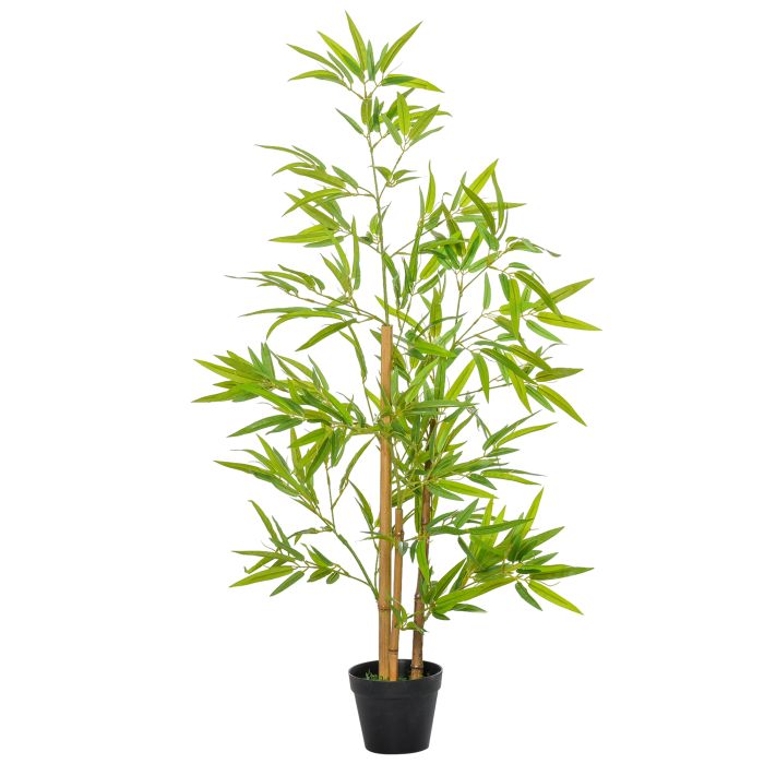 Set of 2 Artificial Bamboo Trees Decorative Plant with Nursery Pot for Indoor Outdoor Décor, 120cm