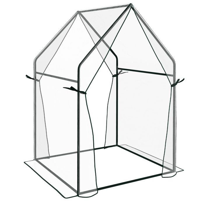 Mini Greenhouse, Garden Tomato Growhouse with 2 Zipped Doors, Portable Indoor Outdoor Green House, 90 x 90 x 145cm, Clear