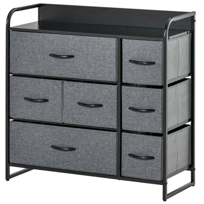 TANKIS Grey Chest of Drawers - Medium-sized, 7 Drawers, Fabric Drawers