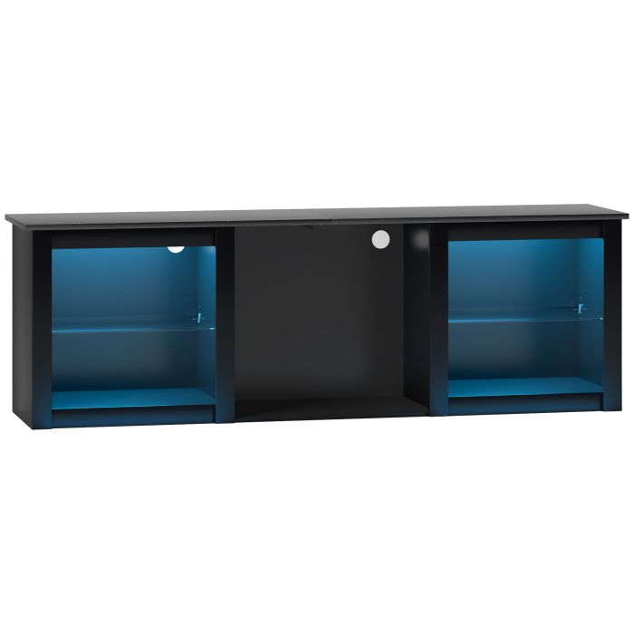 HERON 65" TV Stand, with LED Lights and Storage - Black