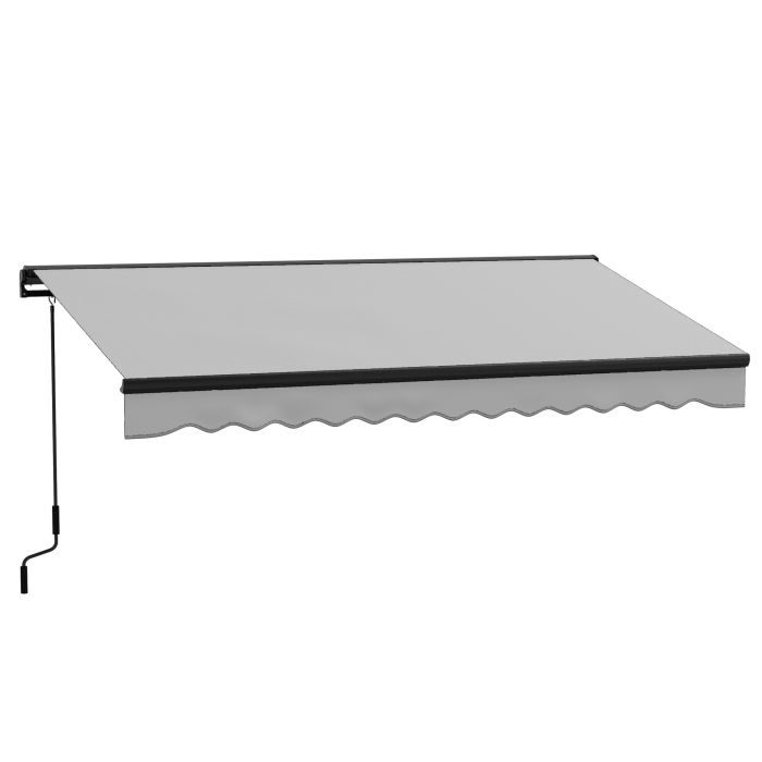 3.5 x 2.5m Aluminium Frame Electric Awning, Retractable Awning Sun Canopies for Patio Door Window, Light Grey