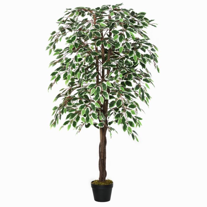 160cm/5.2FT Artificial Ficus Silk Tree with Nursery Pot, Decorative Fake Plant, for Indoor Outdoor Décor