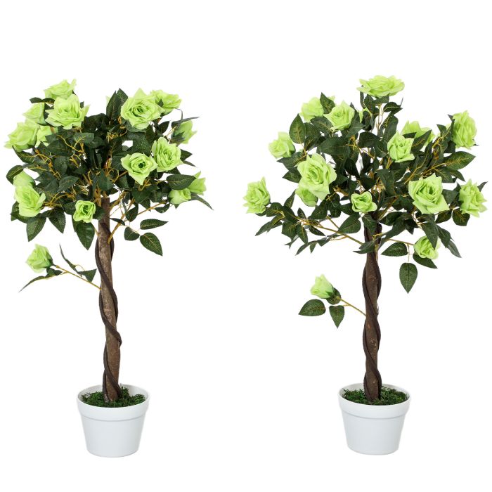 SUNVISTA Set of Two Faux Rose Trees - Green