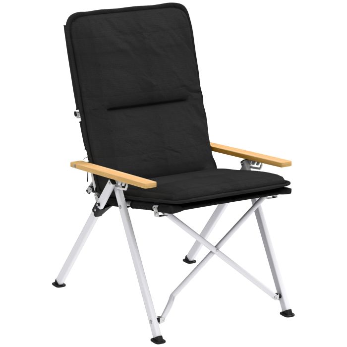 SUNVISTA Portable Camping Chair for Adults, High Back Folding Recliner with Padded Seat & Bag, Black