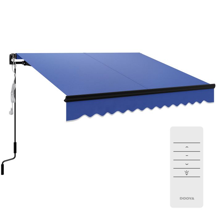 SUNVISTA 2.5 x 2m Electric Awning with LED Light and Remote Controller, Blue