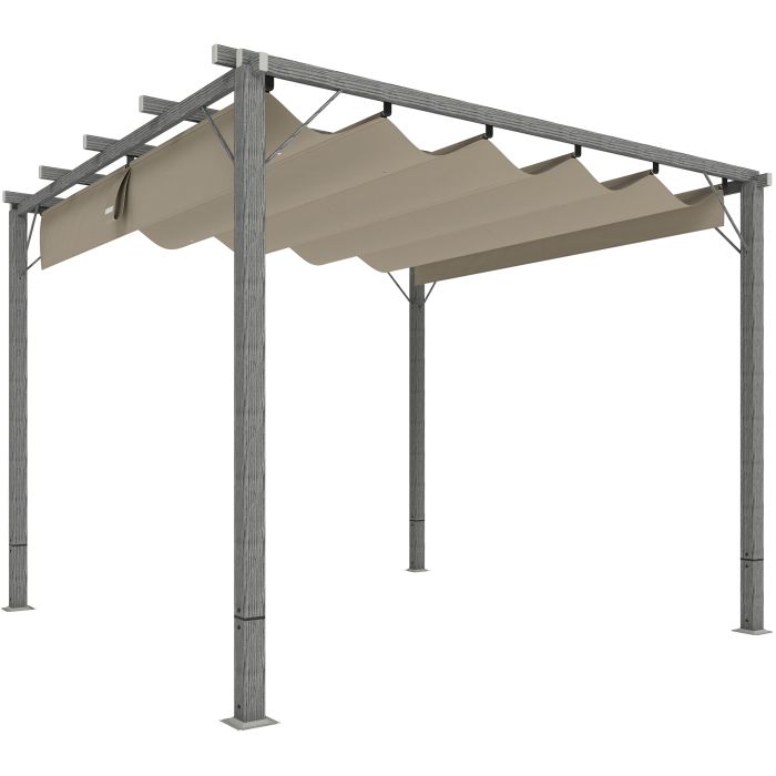 SUNVISTA 3 x 3 m Retractable Roof Pergola - Grey