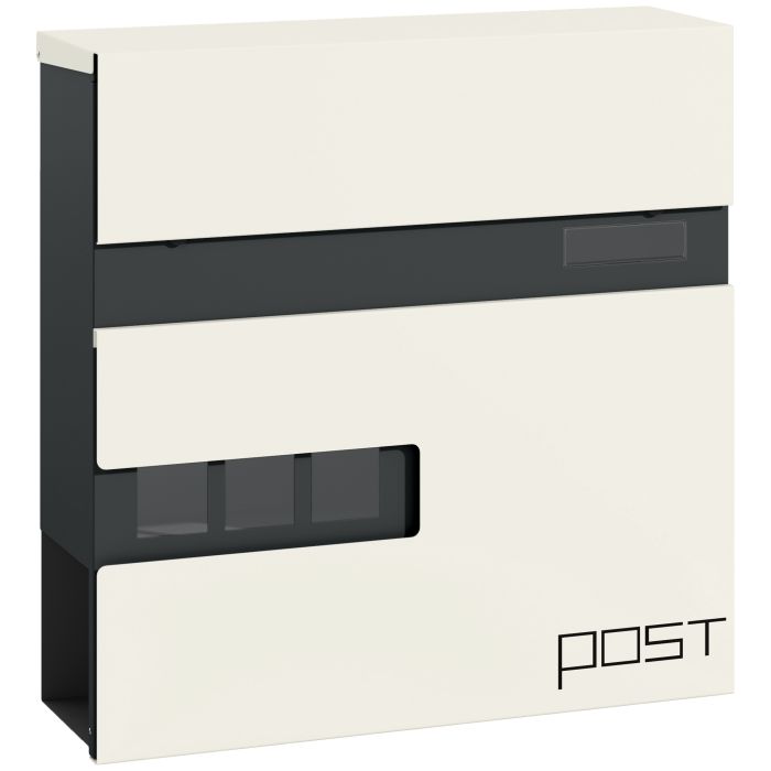 HERON Locking Galvanised Steel Letterbox - White/Black