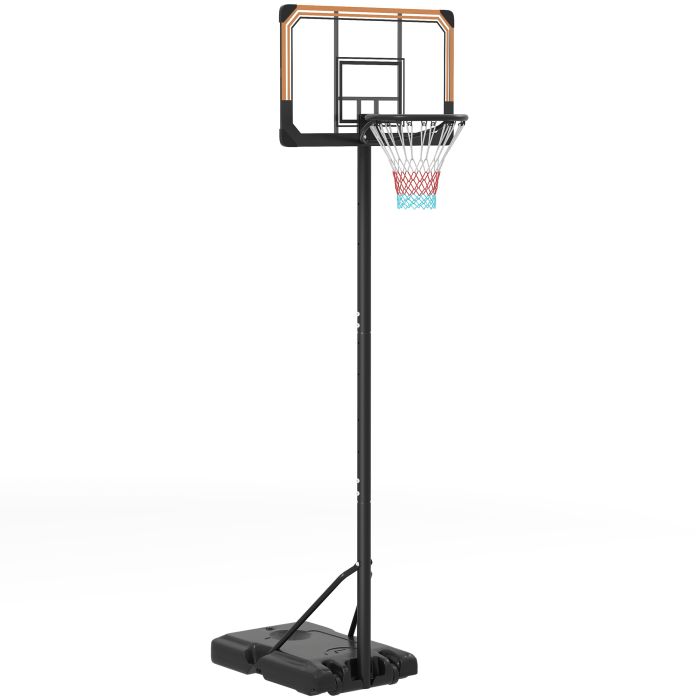 SPORTNOW Height Adjustable Basketball Stand Net Set System, Free standing Basketball Hoop and Stand with Wheels, 182-213cm, Black