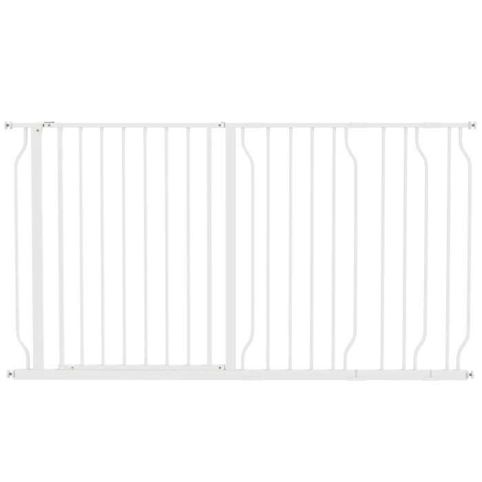 Dog Gate Extra Wide Stairway Gate for Pet with Door, 76H x 75-145Wcm, White