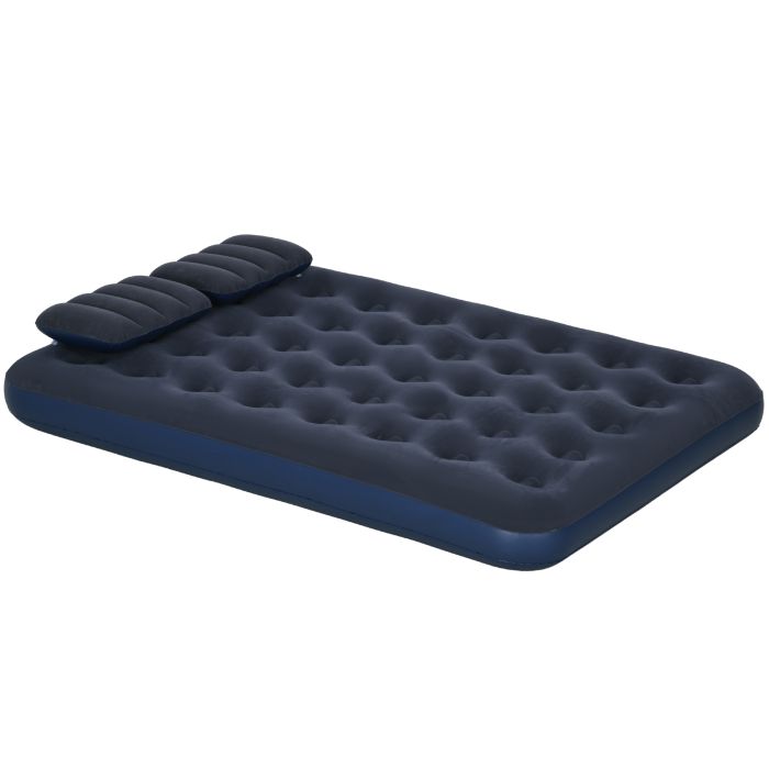Jones Inflatable Slumber Queen-Size Air Bed with Built-In Pump - Azure Blue