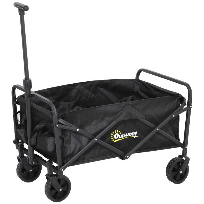SUNVISTA 62L Festival Trolley Wagon, Heavy Duty Folding Cart with Wheels, Handle & Bag, Black