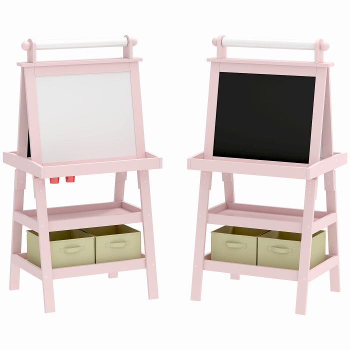 Kinsey 3 in 1 Kids Easel with Magnetic Whiteboard and Storage - Pink