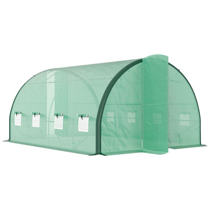 SUNVISTA 4 x 3(m) Polytunnel Greenhouse, with Windows and Doors - Green