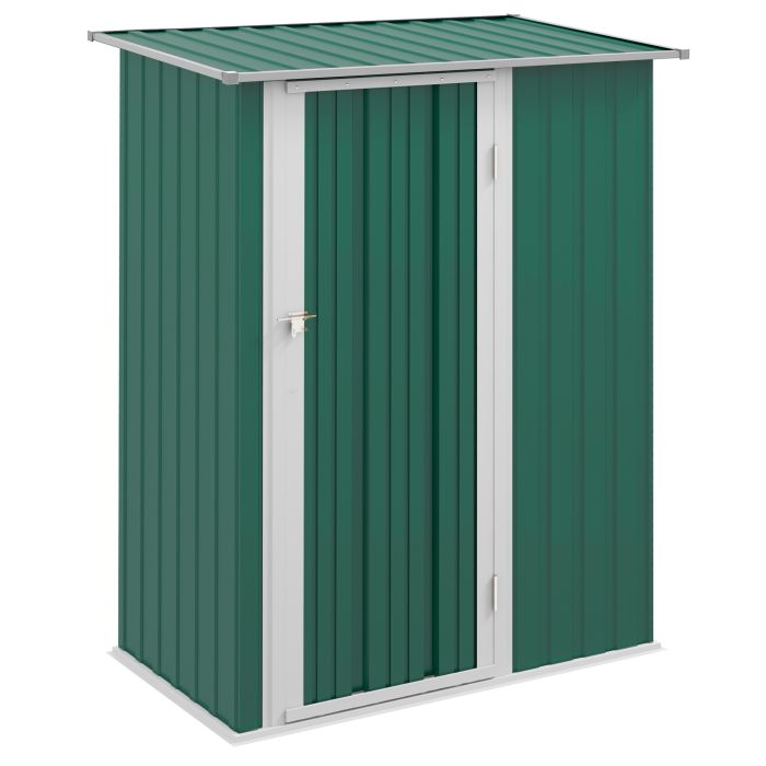 4.7ft x 2.8ft Garden Shed Steel Storage Shed Outdoor Equipment Tool Sloped Roof Door w/ Latch Weather-Resistant Paint Green