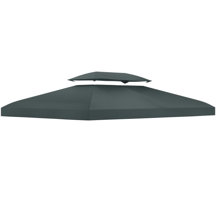 3x4m Gazebo Replacement Roof Canopy 2 Tier Top UV Cover Garden Patio Outdoor Sun Awning Shelters Deep Grey (TOP ONLY)