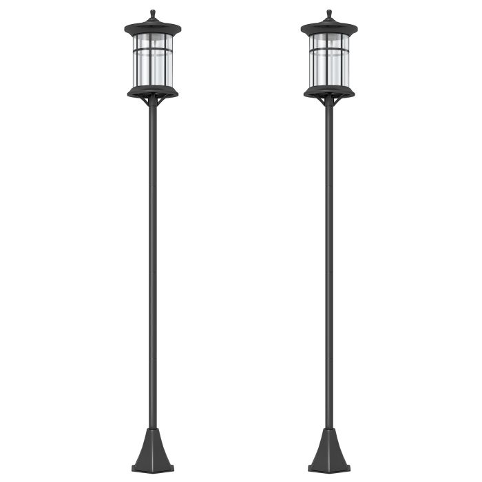 SUNVISTA Set of Two 1.8m Traditional Style Solar Lamp Posts - Black