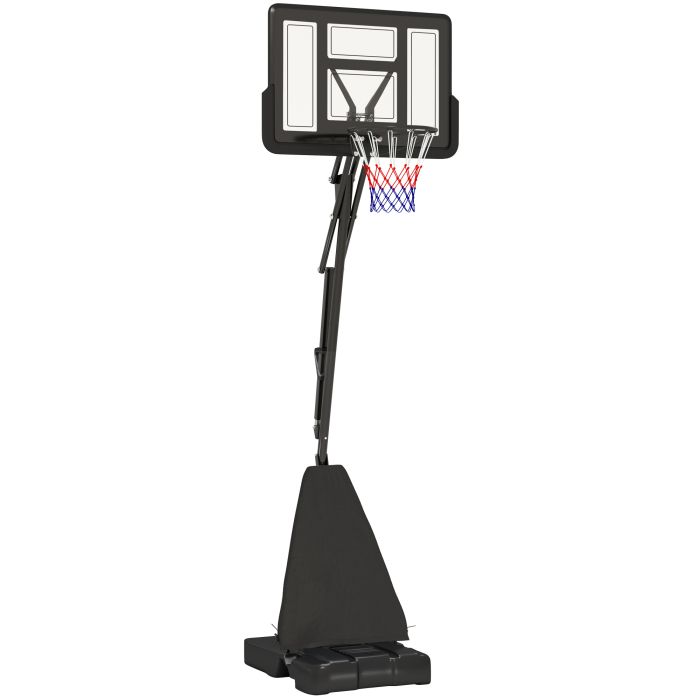 SPORTEDGE Basketball Hoop Outdoor, Height Adjustable Basketball Hoop and Stand with Rebound System, Weighted Base, Black