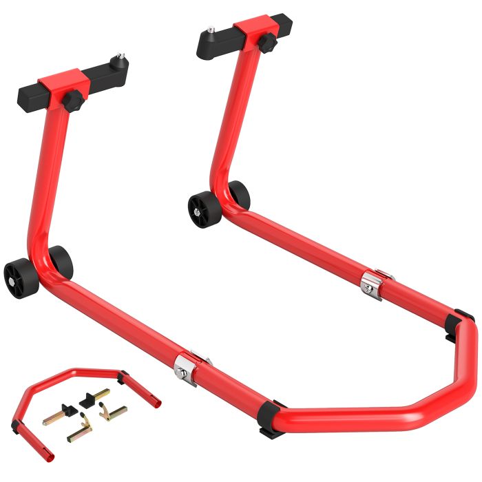 HERON Motorcycle Stand Front Rear Paddock Stand 390 kg Weight Capacity - Red