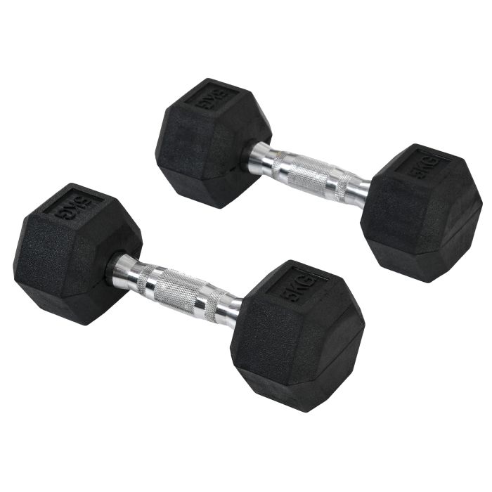 Rubber Dumbbell Sports Hex Weights Sets Home Gym Fitness Hexagonal Dumbbells Kit Weight Lifting Exercise (2 x 5kg)