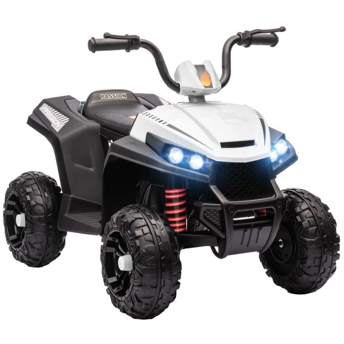 AIVAGO 12V Kids Electric Quad Bike w/ Spring Suspension System, Forward & Backward, LED Light, Music, MP3, White