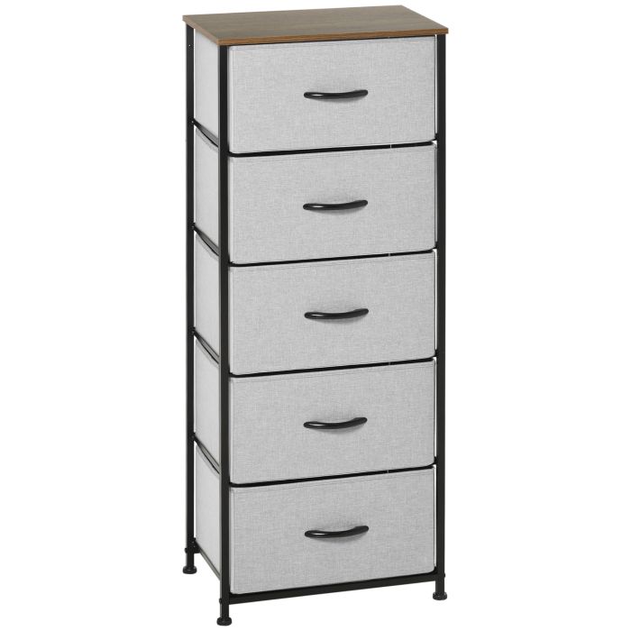 DRAWELLE Grey Chest of Drawers - Tallboy, Medium-sized, 5 Drawers