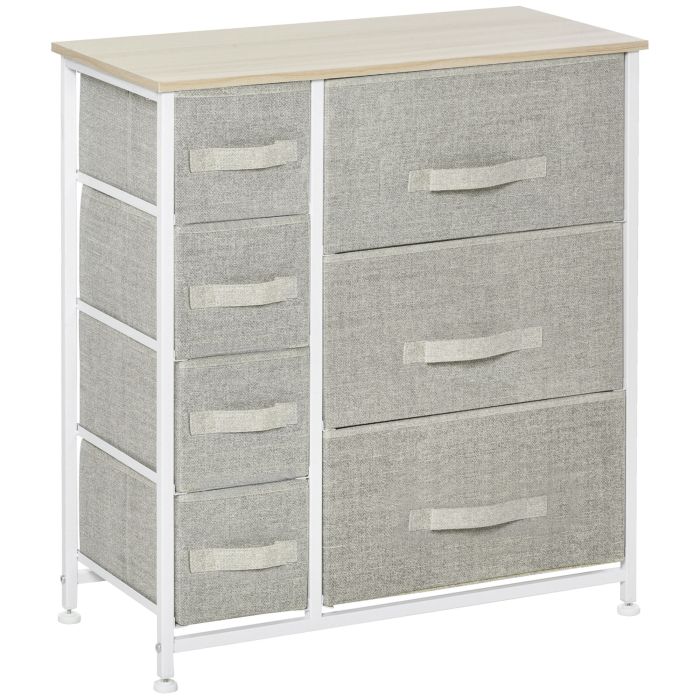 HERON Grey Chest of Drawers - Medium-sized, 7 Drawers, Fabric Drawers