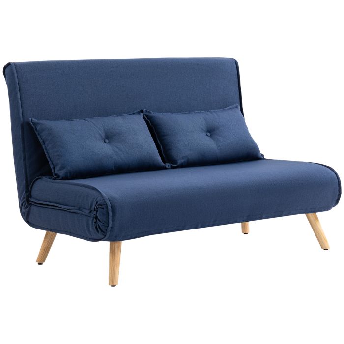HERON Two Seater Linen Look Sofa Bed - Dark Blue