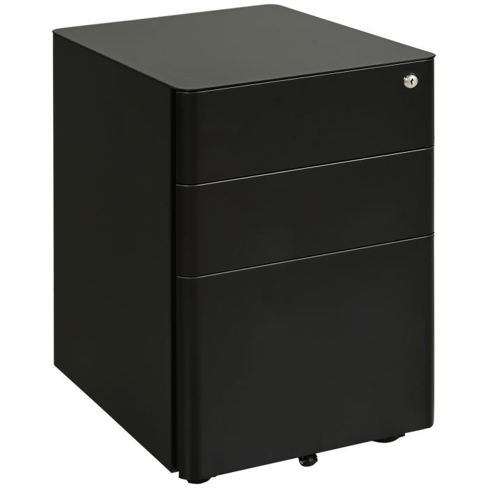 3 Drawer Steel Metal Filing Cabinet Lockable Rolling Vertical File Cabinet Black