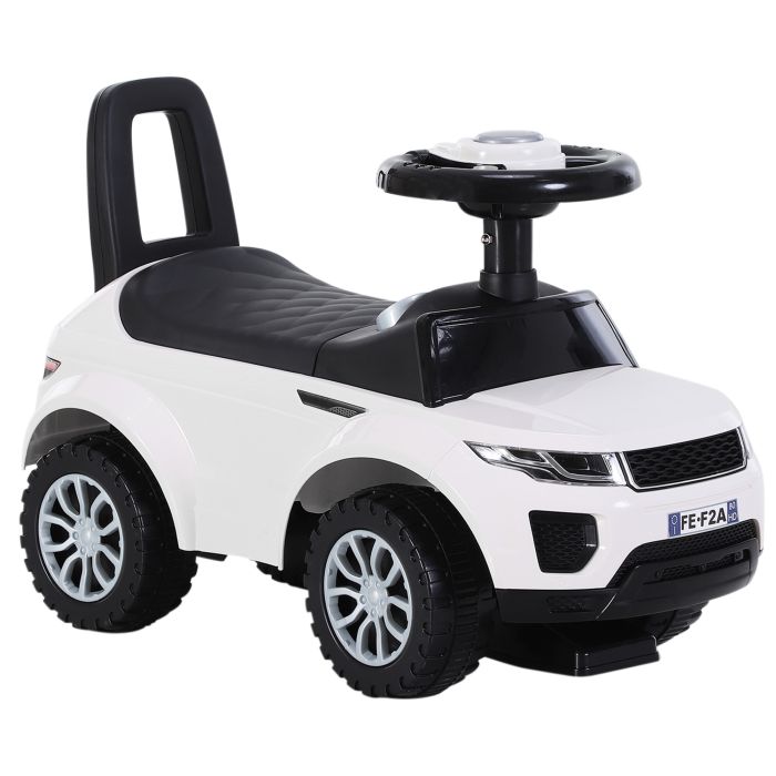 3-in-1 Ride On Car Foot To Floor Slider Toddler w/ Horn Steering Wheel NO POWER Manual Under Seat Storage Safe Design White