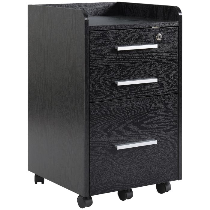 HERON Three-Drawer Lockable Filing Cabinet - Black