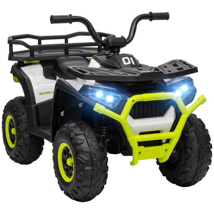 AIVAGO 12V Kids Electric Ride on ATV, Battery Powered Quad Bike w/ Spring Suspension, Forward Backward, Storage Basket - Green
