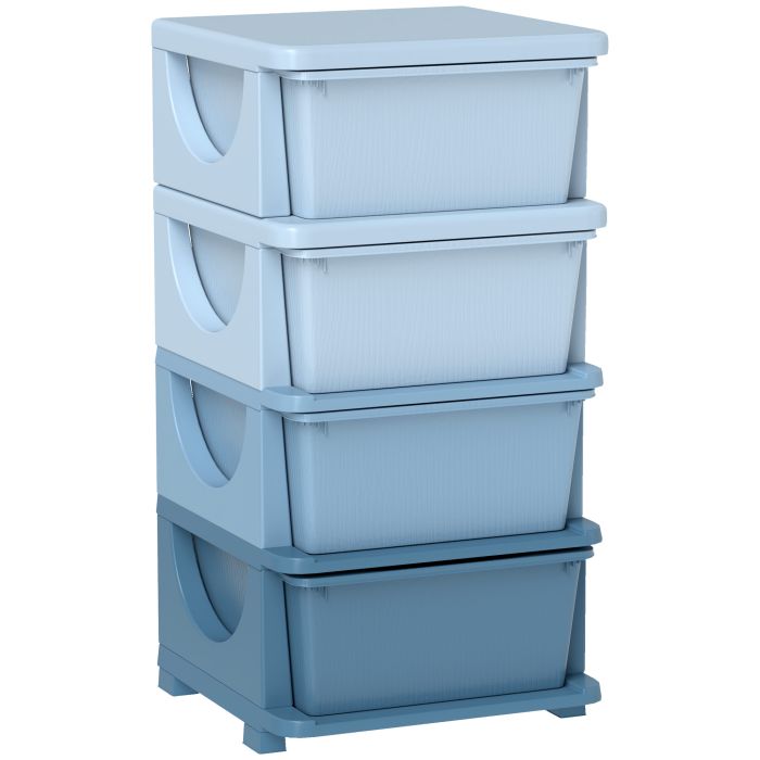 HERON Four Tier Kids Storage Boxes with Four Drawers - Blue