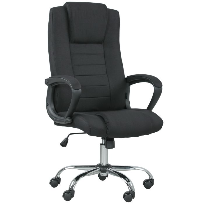 VONSETTA Linen Look Swivel Office Chair - Black