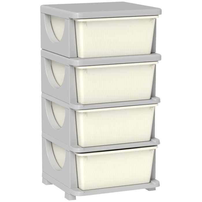 HERON Four Tier Kids Storage Boxes with Four Drawers - White