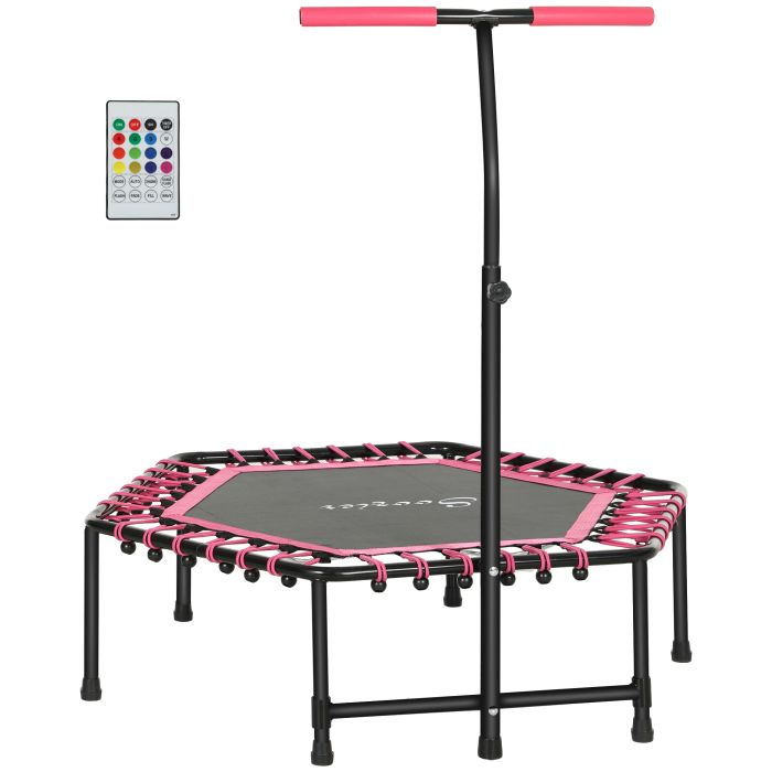 SPORTEDGE 45in Rebounder Trampoline for Adults Quiet Bungee LED Lights Handle - Pink