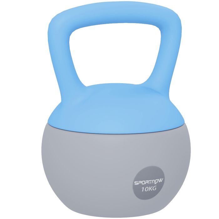 SPORTEDGE 10KG Soft Kettlebell with Non Slip Handle for Home Gym - Light Blue Grey