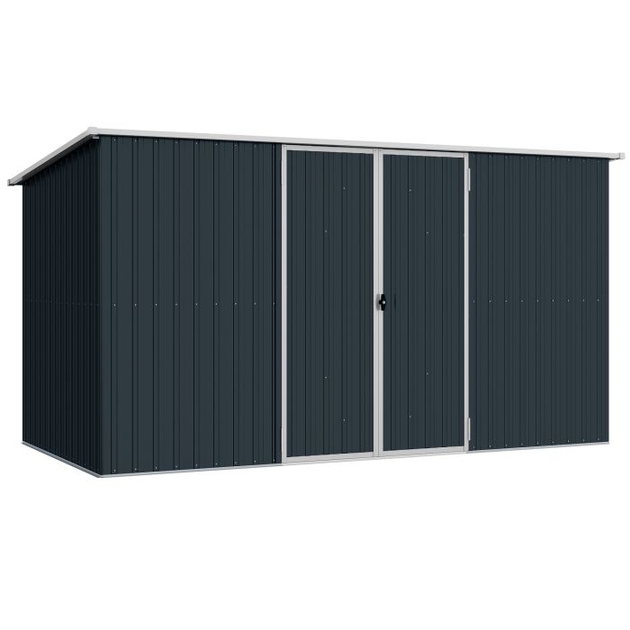 SUNVISTA 11x5.6ft Galvanised Steel Garden Shed Lockable Doors - Grey