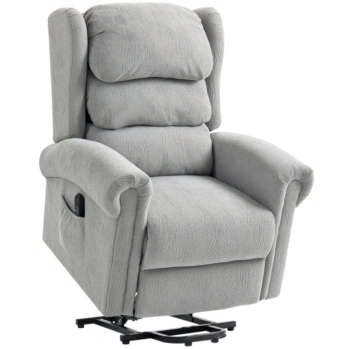 HERON Velvet Feel Electric Riser Recliner Chair - Grey