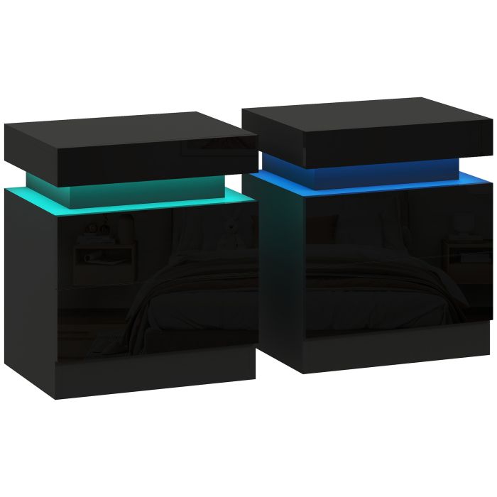 Monar Black Bedside Table Set of 2 - 45cm