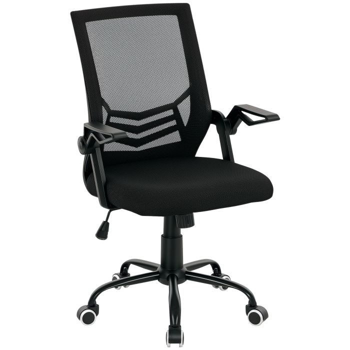 VONSETTA Mesh Office Chair Computer Desk Flip up Armrests Lumbar Back - Black